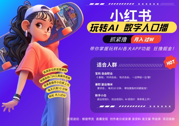 小红书数字人暴力起号，AI改写文案，再也不用费劲录口播，流量火爆月入破W轻松拿捏-赚金金-技能学习分享
