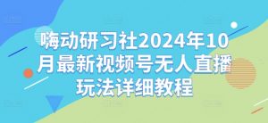 嗨动研习社2024年10月最新视频号无人直播玩法详细教程-赚金金-技能学习分享