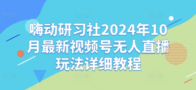 嗨动研习社2024年10月最新视频号无人直播玩法详细教程-赚金金-技能学习分享