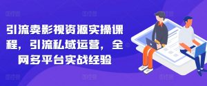 引流卖影视资源实操课程,引流私域运营,全网多平台实战经验-赚金金-技能学习分享
