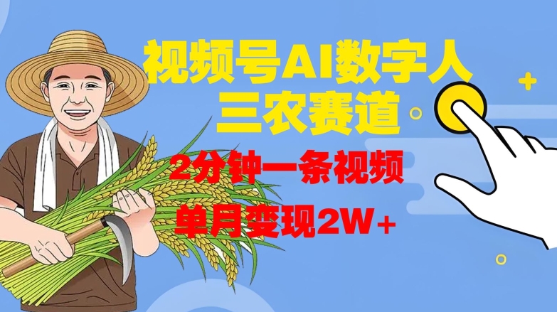 视频号AI数字人玩转三农赛道，2分钟一条视频，单月变现2W+-赚金金-技能学习分享