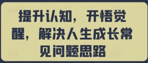 提升认知,开悟觉醒,解决人生成长常见问题思路-赚金金-技能学习分享