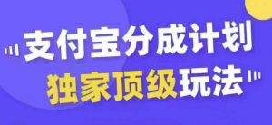 支付宝分成计划独家顶级玩法,从起号到变现,无需剪辑基础,条条爆款,天天上热门-赚金金-技能学习分享