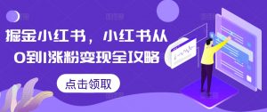 掘金小红书，小红书从0到1涨粉变现全攻略-赚金金-技能学习分享