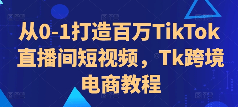 从0-1打造百万TikTok直播间短视频，Tk跨境电商教程-赚金金-技能学习分享