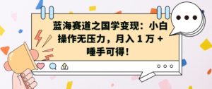 蓝海赛道之国学变现:小白操作无压力,月入 1 W + 唾手可得【揭秘】-赚金金-技能学习分享