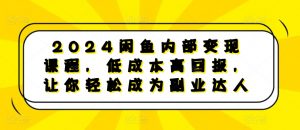2024闲鱼内部变现课程,低成本高回报,让你轻松成为副业达人-赚金金-技能学习分享