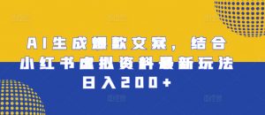 AI生成爆款文案,结合小红书虚拟资料最新玩法日入200+【揭秘】-赚金金-技能学习分享