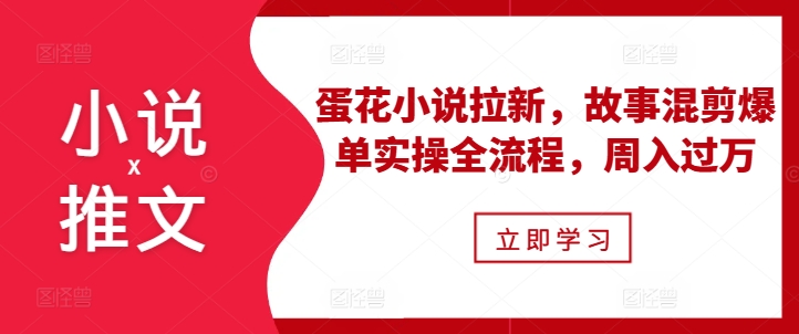 小说推文之蛋花小说拉新，故事混剪爆单实操全流程，周入过万-赚金金-技能学习分享