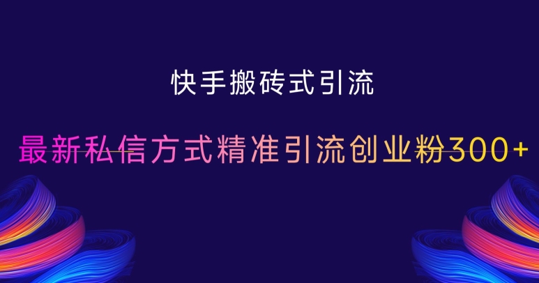 快手搬砖式引流，最新私信方式精准引流创业粉300+-赚金金-技能学习分享