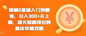 短剧0基础入门到精通,日入300+无上限,超火短剧项目教程及详细攻略-赚金金-技能学习分享