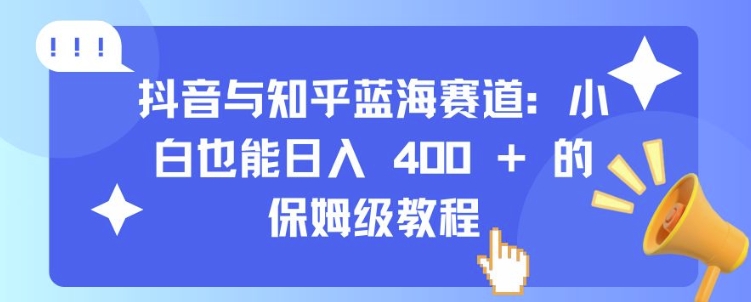 抖音与知乎蓝海赛道：小白也能日入 4张 的保姆级教程-赚金金-技能学习分享