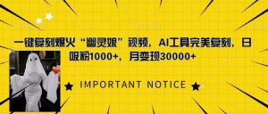 一键复刻爆火“幽灵娘”视频,AI工具完美复刻,日吸粉1000+,月变现过W-赚金金-技能学习分享