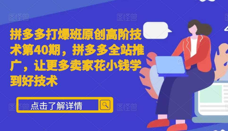 拼多多打爆班原创高阶技术第40期，拼多多全站推广，让更多卖家花小钱学到好技术-赚金金-技能学习分享