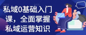 私域0基础入门课,全面掌握私域运营知识-赚金金-技能学习分享