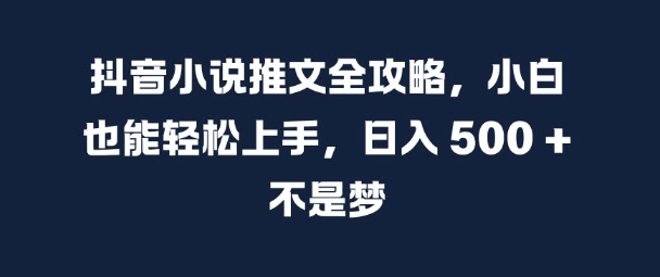 抖音小说推文全攻略，小白也能轻松上手，日入 5张+ 不是梦【揭秘】-赚金金-技能学习分享