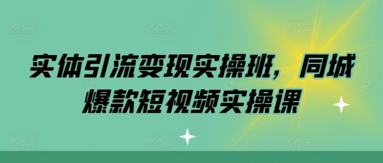 实体引流变现实操班，同城爆款短视频实操课-赚金金-技能学习分享