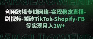 利用跨境专线网络-实现稳定直播-刷视频-搬砖TikTok-Shopify-FB等实现月入2W+【揭秘】-赚金金-技能学习分享