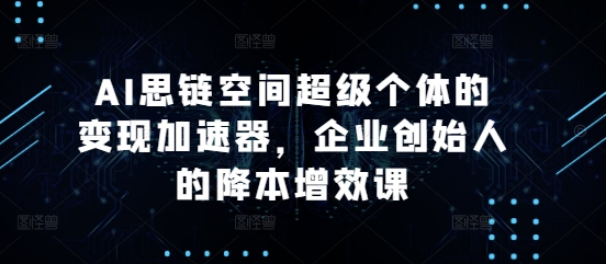 AI思链空间超级个体的变现加速器，企业创始人的降本增效课-赚金金-技能学习分享