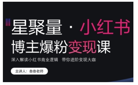 小红书博主爆粉变现课，深入解读小红书商业逻辑，带你进阶变现大咖-赚金金-技能学习分享