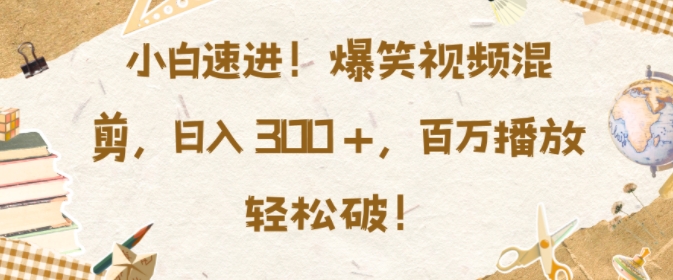 小白速进，爆笑视频混剪，日入3张，百万播放轻松破【揭秘】-赚金金-技能学习分享