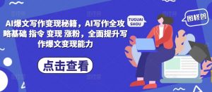 AI爆文写作变现秘籍,AI写作全攻略基础 指令 变现 涨粉,全面提升写作爆文变现能力-赚金金-技能学习分享