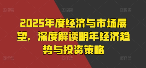 2025年度经济与市场展望，深度解读明年经济趋势与投资策略-赚金金-技能学习分享