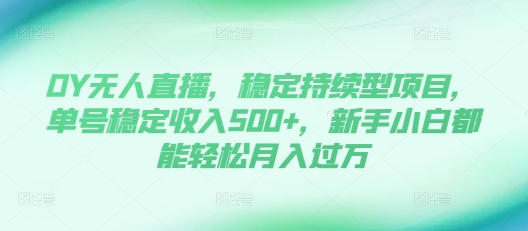 DY无人直播，稳定持续型项目，单号稳定收入500+，新手小白都能轻松月入过万【揭秘】-赚金金-技能学习分享