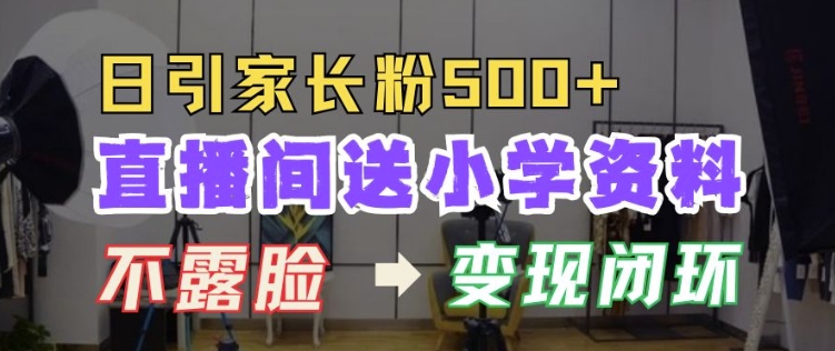 直播间送小学资料，每天引流家长粉500+，变现闭环模式【揭秘】-赚金金-技能学习分享