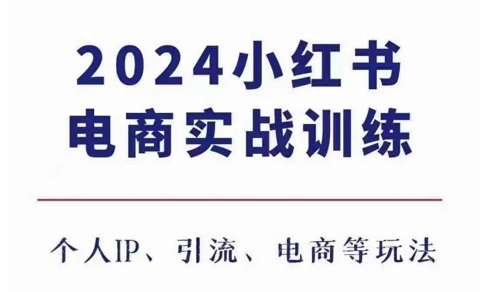 2024小红书电商3.0实战训练，包含个人IP、引流、电商等玩法-赚金金-技能学习分享