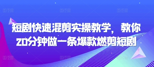 短剧快速混剪实操教学，教你20分钟做一条爆款燃剪短剧-赚金金-技能学习分享