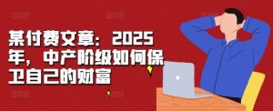 某付费文章:2025年,中产阶级如何保卫自己的财富-赚金金-技能学习分享