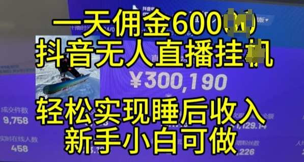 2024年11月抖音无人直播带货挂JI，小白的梦想之路，全天24小时收益不间断实现真正管道收益【揭秘】-赚金金-技能学习分享