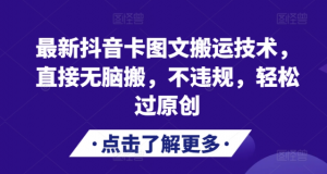 最新抖音卡图文搬运技术,直接无脑搬,不违规,轻松过原创-赚金金-技能学习分享