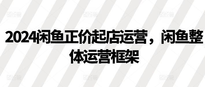 2024闲鱼正价起店运营，闲鱼整体运营框架-赚金金-技能学习分享