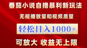 番茄小说自撸暴利新玩法,无视播放量,轻松日入1k,可放大,收益无上限【揭秘】-赚金金-技能学习分享