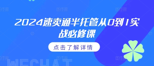 2024速卖通半托管从0到1实战必修课，掌握通投广告打法、熟悉速卖通半托管的政策细节-赚金金-技能学习分享