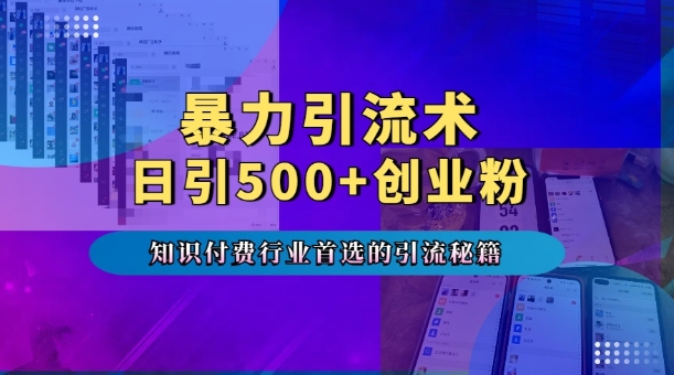 暴力引流术，专业知识付费行业首选的引流秘籍，一天暴流500+创业粉，五个手机流量接不完!-赚金金-技能学习分享