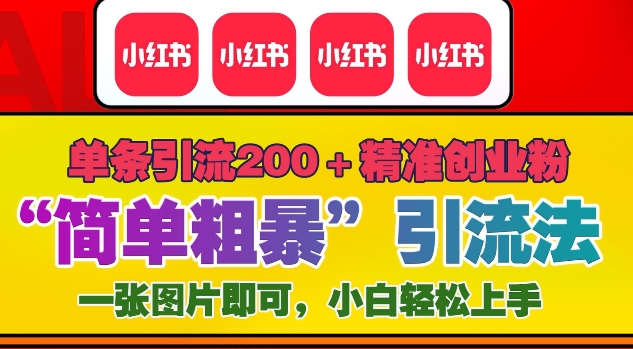 12月底小红书”简单粗暴“引流法,单条引流200+精准创业粉-赚金金-技能学习分享