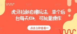 虎牙拉新自撸玩法,单个后台每天100+,可批量操作-赚金金-技能学习分享