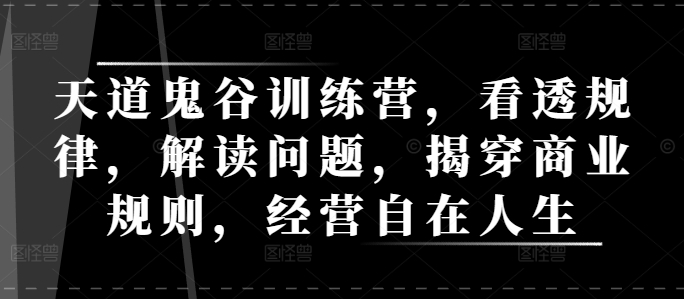 天道鬼谷训练营，看透规律，解读问题，揭穿商业规则，经营自在人生-赚金金-技能学习分享