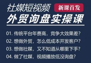 五大社媒·短视频获客线上课(TK/INS/FB/YTB/视频号),B2B外贸工厂短视频线上班-赚金金-技能学习分享