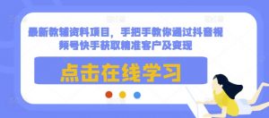 最新教辅资料项目,手把手教你通过抖音视频号快手获取精准客户及变现-赚金金-技能学习分享