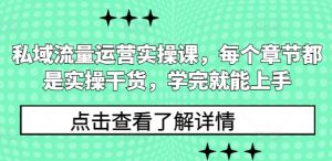 私域流量运营实操课，每个章节都是实操干货，学完就能上手-赚金金-技能学习分享