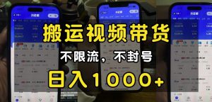 “小白必看”搬运视频带货玩法,不限流,不封号,纯自然流,日入1k-赚金金-技能学习分享