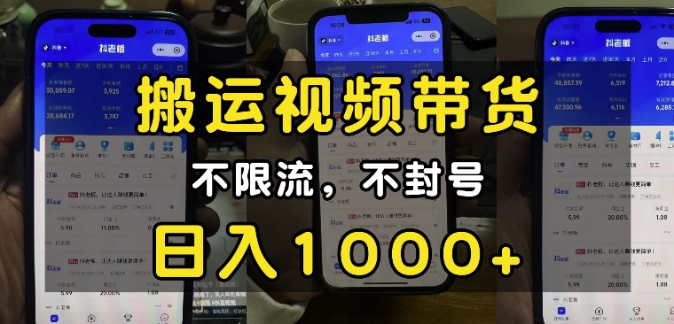 “小白必看”搬运视频带货玩法,不限流,不封号,纯自然流,日入1k-赚金金-技能学习分享