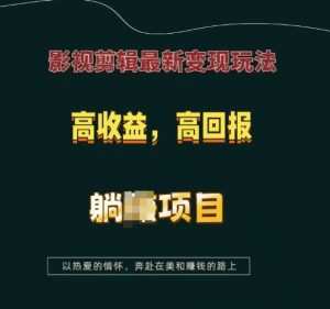影视剪辑最新变现玩法,高收益,高回报,躺Z项目【揭秘】-赚金金-技能学习分享