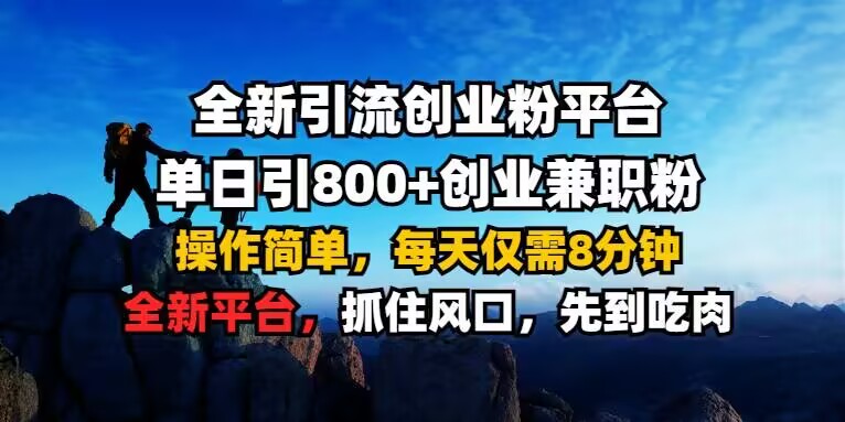 全新引流创业粉平台 单日引800+，创业兼职粉，操作简单，每天仅需8分钟【仅揭秘】-赚金金-技能学习分享