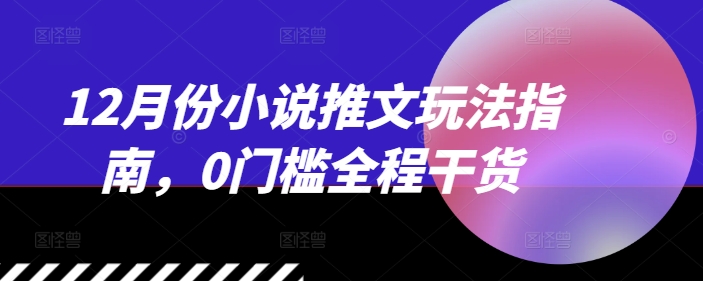 12月份小说推文玩法指南，0门槛全程干货-赚金金-技能学习分享