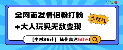 【生财36计】全网首发情侣粉打粉+大人玩具无敌变现-赚金金-技能学习分享